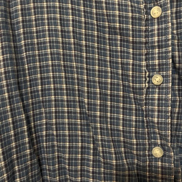 American Eagle Oversized Button Down Flannel, Blue Plaid, Size S - Picture 6 of 7